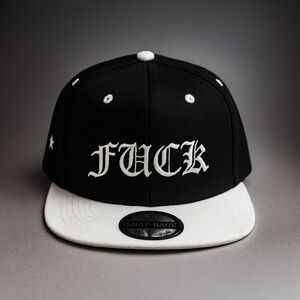 New Old English Text Snapback Hat Black And White Low Bill Blackstar Denim Brand